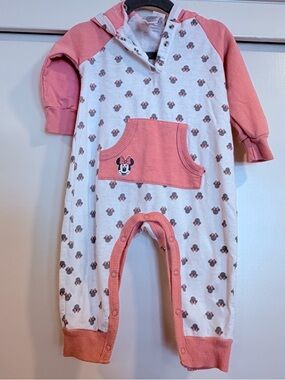 Disney Pink & White Minnie Mouse Hooded Footie